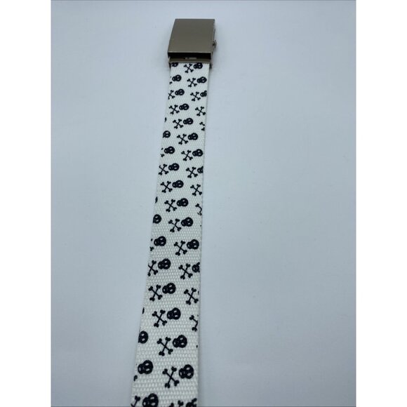 Pieces White Black Skull Cross Bones Bermuda Belt Men's Size M End to End 39" - Picture 5 of 12